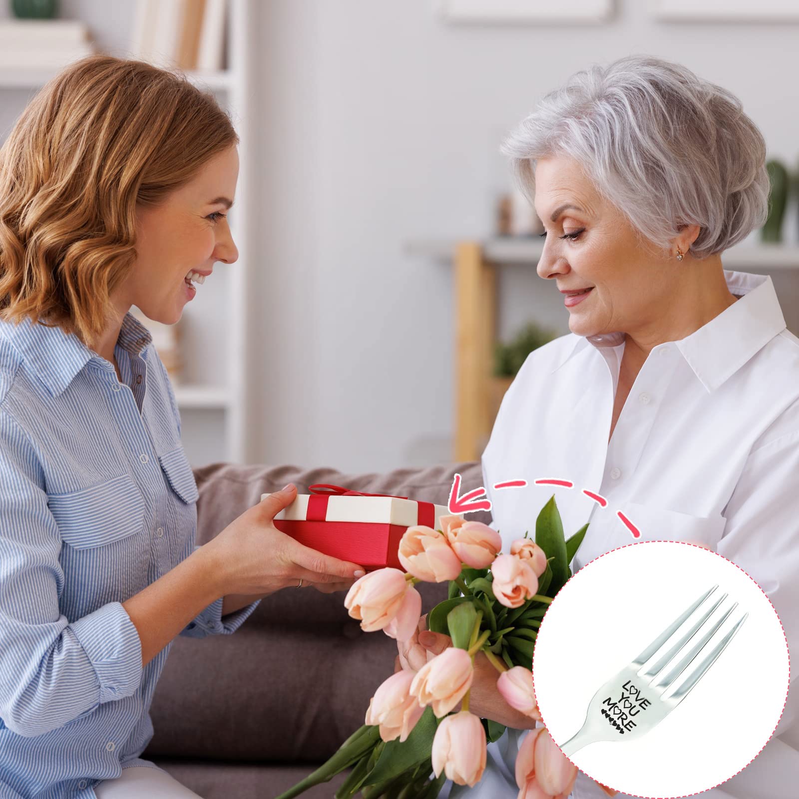 Vickhu I Love You Gifts For Boyfriend Girlfriend Dad Mom,Love You More Funny Engraved Forks,Mothers Day/Fathers Day/Christmas Gi